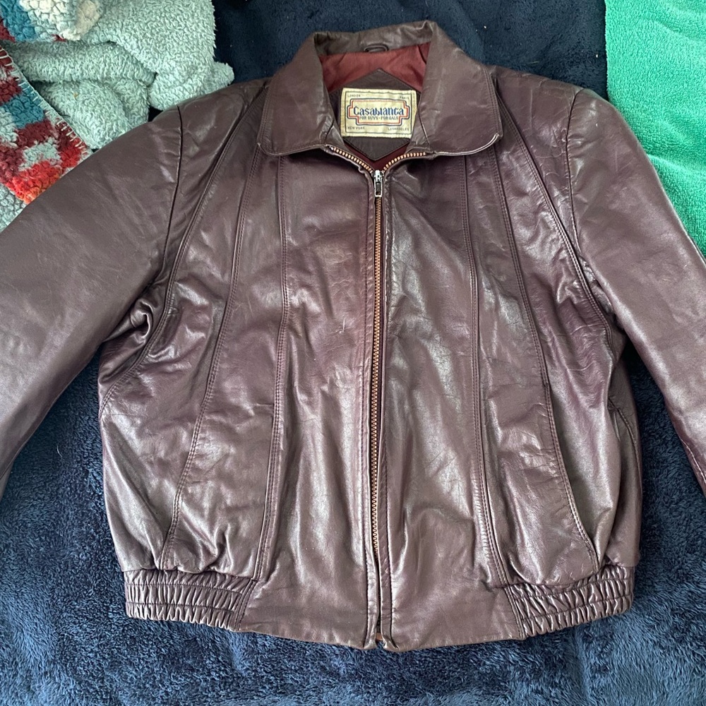 Authentic maroon leather Casablanca jacket